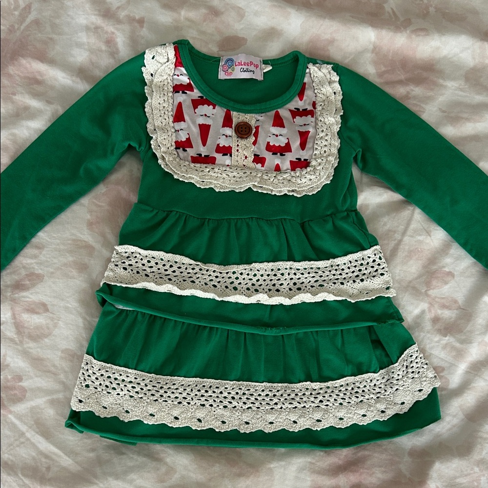 Toddler Girl Christmas Santa Claus Dress by LaLeePop Clothing Size 3T